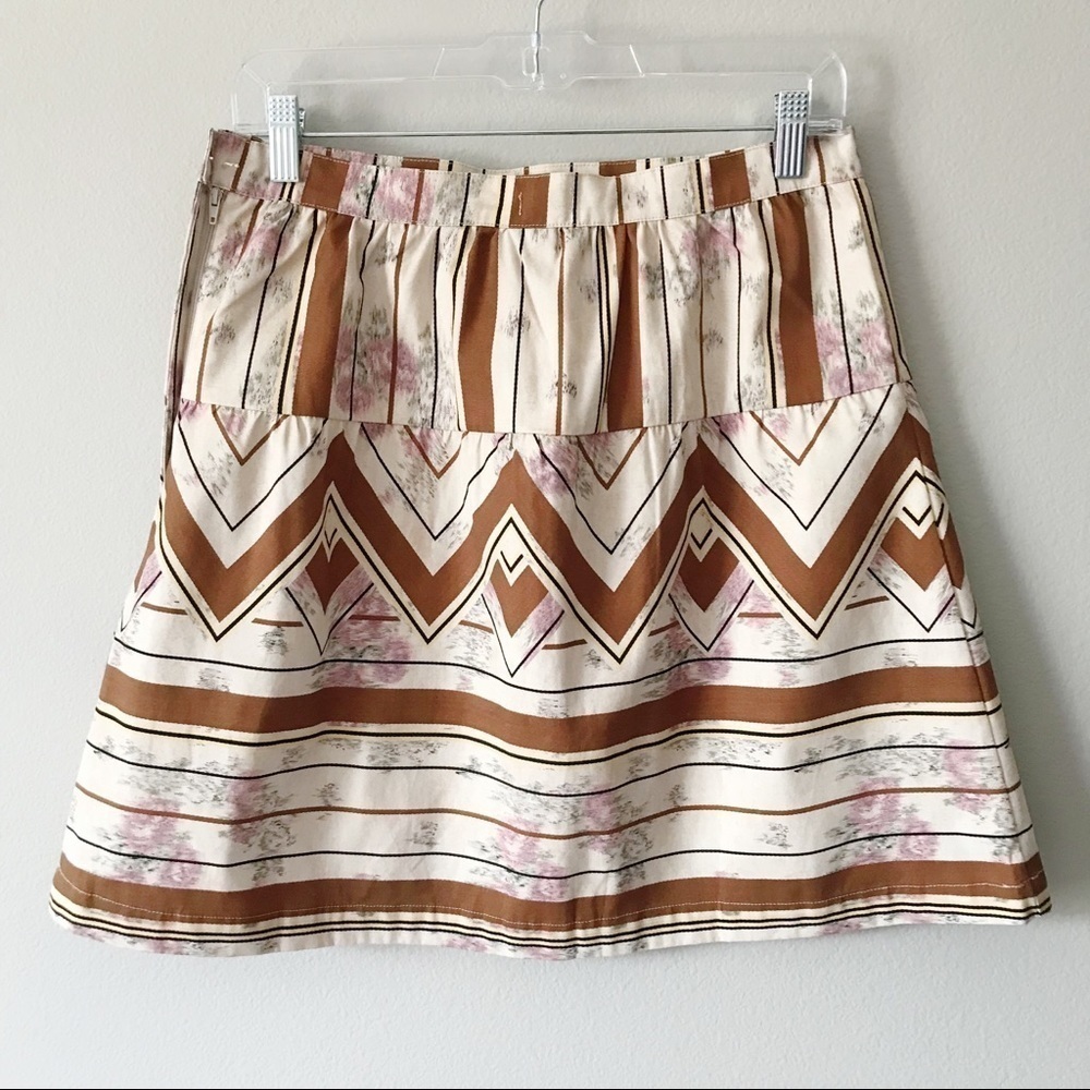 TINY for Anthropologie NWT Raleigh A-Line Mini Skirt Size Medium Floral Striped - Picture 9 of 12